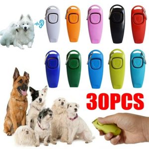 30PCS Pet Puppy Clicker And Whistle Training Obedience Agility Trainer Click Suitable for large medium and small dogs