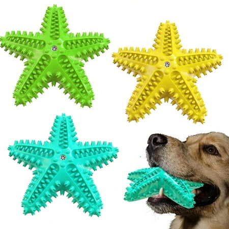 3Pack Dog Chew Toys Teeth Cleaning Toothbrush Squeaky Toy Durable Puppy Teething Chew Toy Tough Pet Dental Oral Care Brushing Sticks Dogs Chewing Toys Small Medium Breed