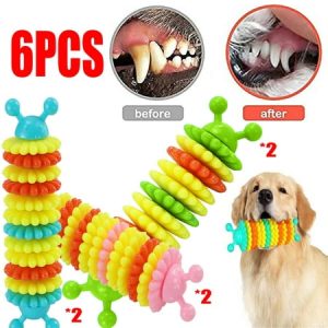 6PCS Dog Chew Toys Strong Dog Toys For Medium-Sized Dogs Bite Resistant Toothbrushes Dog Toys Caterpillar Shaped Molar Sticks Nearly Indestructible Dog Teeth Toys