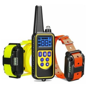 880 Yard Remote Control Electric Dog Shock Training Collar IP67 Depth Waterprooffor 2 Dogs