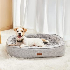 Aplatho Small Dog Beds for Small Medium Dogs - Washable Puppy Bed - Calming Cuddler Pet Bed Orthopedic - Fluffy Cat Kitten Bed Indoor with Reversible Cushion(Medium Grey)