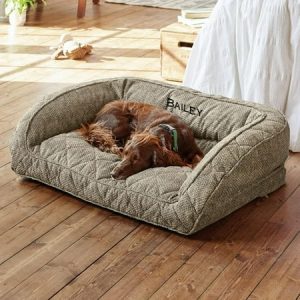 Bolster Dog Bed - Plush Rectangular Dog Beds With Three-Sided Bolster For Leaning Charcoal Chev - Small