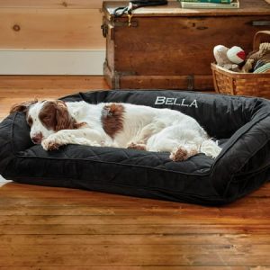 Bolster Dog Bed - Plush Rectangular Dog Beds With Three-Sided Bolster For Leaning Slate - Small