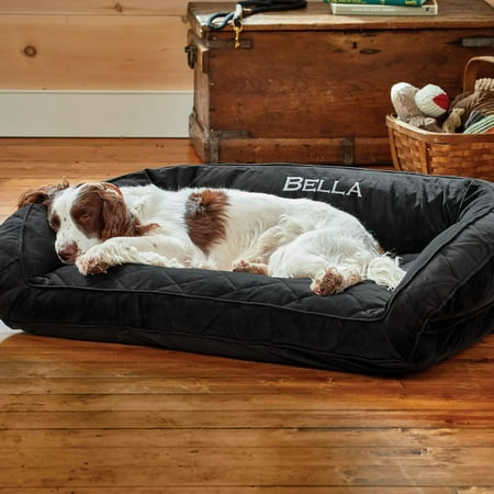 Bolster Dog Bed - Plush Rectangular Dog Beds With Three-Sided Bolster For Leaning Slate - Small