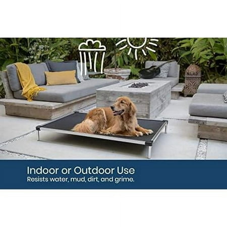 Chew Elevated Dog Bed XL - Chew - Aluminum - Ripstop Ballistic Fabric - Indestructible Heavy Duty - Fits Inside X-Large Crates 47 X29 Obsidian Black