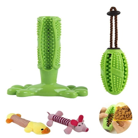 Dog Toothbrush Chew Toy 2 Piece Set Dog Teeth Cleaning Stick And Snack Leaky Chew Toy Ball Suitable