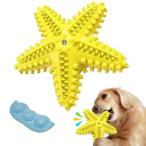 Dog Toys for Aggressive Chewers Dog Teething Cleaning Toothbrush Toy Durable and Squeaky Interactive Starfish for Small Medium Large Breed