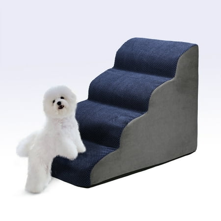 GymChoice Dog Stairs for Small Dogs 4 Steps Pet Stairs for High Beds and Couch with Removable Cover for Cat and Doggy Anti-Slip Bottom Dog Steps 4 Steps