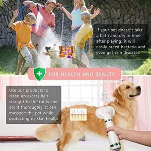 ICECORAL Pet Hair Dryer with Slicker Brush 3 Heat Settings Professional 2 in 1 Pet Grooming Blower One Button Hair Removal Portable Dog Dryer for Large Medium Small Dog Cat