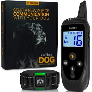 INVIROX Dog Shock Collar for Large Dog [2023 Edition] 123 Levels Dog Training Collar 1100yd Range 100% Waterproof Rechargeable Electric Dog Collars for Medium Dogs E Collar for Large Dogs (Black