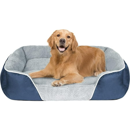 LINSHUI Dog Bed for Jumbo Dogs Rectangle Machine Washable Dog Bed Warming Calming Pet Sofa Comfortable Orthopedic Dog Bed for Medium Large Dogs with Anti-Slip Bottom