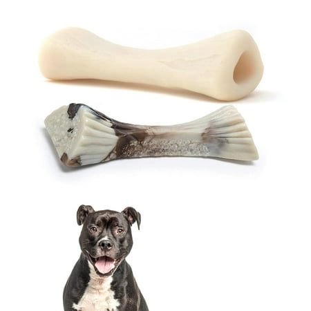 PETSLA Dog Toys for Aggressive Chewers Durable Dog Toys Made with Nylon Tough Dog Toy for Large Medium Dogs Teething Puppies Nylon Dog Bone (2pc Large)