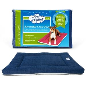 Pet Dreams Dog Crate Bed - Eco Friendly Bedding for Dogs The Original Dog Crate Pad/Kennel Mat Ultra Soft Dog Bed Reversible Mats Non Toxic Washable Dog Bed (Denim X Large 42 Inch Crate Pad)