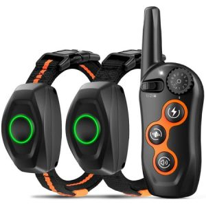 SDOFOS Dog Training Collar Shock Collar for 2 Dogs with Remote Range 1300ft 3 Training Modes Beep Vibration Shock IPX7 Waterproof Rechargeable Electric Shock Collar for Small Medium Large Dog