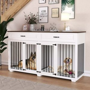 Spacious Dog Crate Furniture w/Convenient Drawers Dog Kennel Solution 72.4