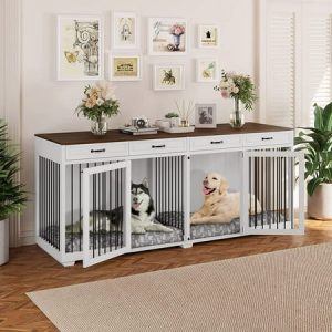 Spacious Dog Crate Furniture w/Convenient Drawers Dog Kennel Solution 92.9