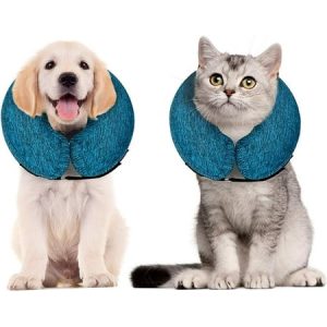 WONDAY Dog Cone for After Surgery Pet Inflatable Collar Comfy Soft Dog Cone Adjustable Protective Recovery Dog Collar for Wound Healing and Prevent from Biting & Scratching