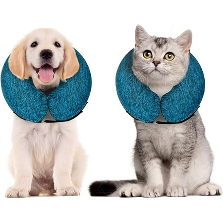 WONDAY Dog Cone for After Surgery Pet Inflatable Collar Comfy Soft Dog Cone Adjustable Protective Recovery Dog Collar for Wound Healing and Prevent from Biting & Scratching