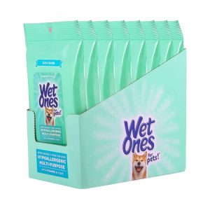 Wet Ones for Pets Multi-Purpose Dog Wipes With Vitamins A C & E | Fragrance-Free Dog Wipes For All Dogs Wet Ones Wipes with Wet Lock Seal | 30 Count Pouch - 8 Pack 240 Count