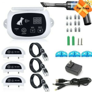 Wireless Dog Fence for 3 Dogs Wire-Free Electric Dog Fencing System Remote Waterproof Pet Containment System Rechargeable Adjustable Training Collars