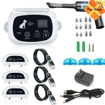 Wireless Dog Fence for 3 Dogs Wire-Free Electric Dog Fencing System Remote Waterproof Pet Containment System Rechargeable Adjustable Training Collars