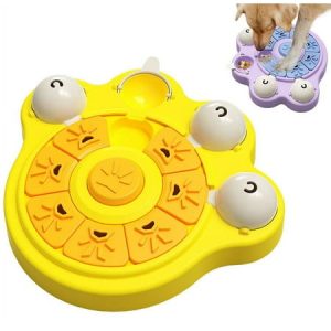 Wisdom Pets Food Slow Bowl Dog Puzzle Toys Labyrinth Leak Food Dog Slow Food Bowl Non-Slip Design Multi-Functional Educational Entertainment Pet Product Paw shape Yellow