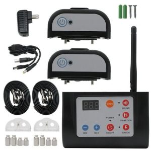 iMeshbean 2000 Feet Electric Wireless Dog Fence w/ 2 Rechargeable Training Collars Pet Containment System for Training Two Dogs LCD Display Fence Transmitter 2-Dog System